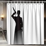 Koveni Horror Shadow Shower Curtain 72x72 Inches with Hooks, Scary Knife Silhouette Bathroom Decor, Waterproof Quick-Dry Polyester Fabric for Halloween Party and Spooky Home Decoration
