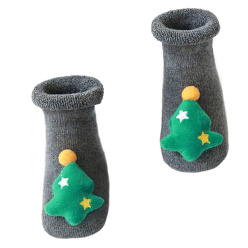 Beaupretty Calcetines de Navidad para Bebés Calcetines Elásticos Cómodos de Algodón Patucos Navideños Dibujos Animados Deslizamiento para Jugar el Suelo Invierno
