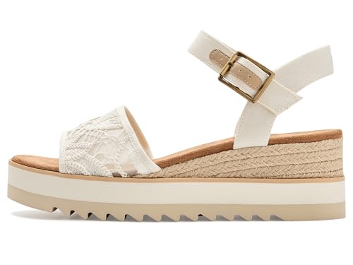 Image of TOMS Women's Diana Wedge Heel Sandal, Leather Upper, Rope-Wrapped Midsole, Adjustable Strap, Buckle, OrthoLite Insole