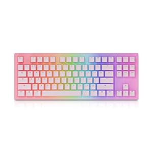 EPOMAKER Sakura Tastatur, kabelgebundene mechanische Tastatur mit durchsichtigem Acrylgehäuse, 87 Tasten, RGB Beleuchtung, PBT-Pudding-Tastenkappen für Gaming (Gateron Orange Switch, Sakura)
