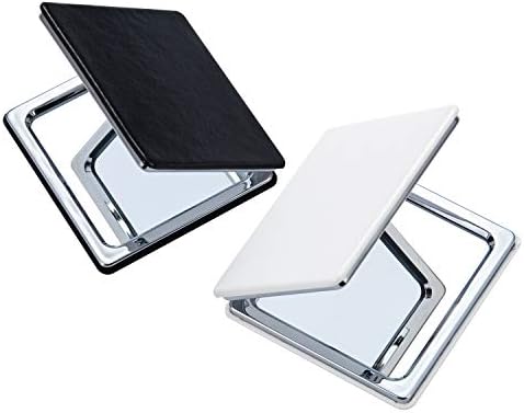 YEOTWIN Compact Mirror, Square PU Leather Makeup Mirror,Hand Mirror Double-Sided with 1X and 3X Magnification,Small Cosmetic Mirrors Prefect for Purses and Trave（2pcs）
