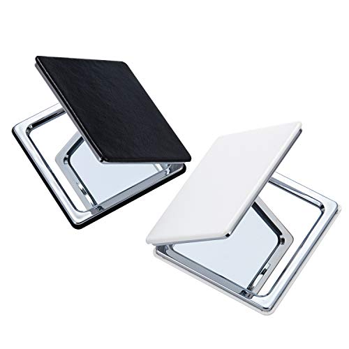 Yeotwin Compact Mirror, Square Pu Leather Makeup Mirror,Hand Mirror Double-Sided With 1X And 3X Magnification,Small Cosmetic Mirrors Prefect For Purses And Trave（2Pcs） #TOP21