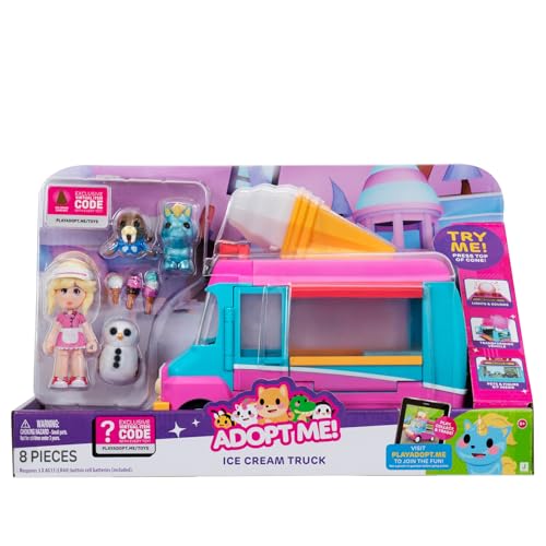 Adopt Me! Ice Cream Truck - Transforming Vehicle with Lights and Sounds - Top Online Game - Exclusive Virtual Item Code Included - Ages 6+
