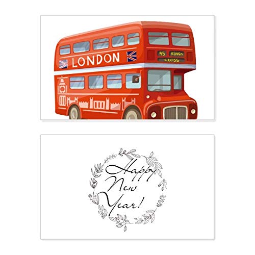 Tarjeta de Año Nuevo bus de Londres: felicitaciones de Gran Bretaña con mensaje de bendición