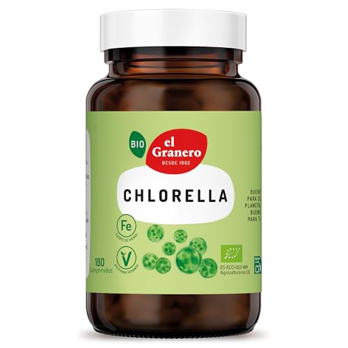 El Granero Integral - Complemento Alimenticio - Chlorella Bio - 180 Comprimidos - A Base de Polvo de Alga Chlorella Ecológica - Efecto Depurativo del Organismo - Rico en Aminoácidos Esenciales
