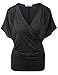 J.TOMSON Women's Batwing Sleeve V-Neck Wrap Front Drape Top CHARCOAL 2XL