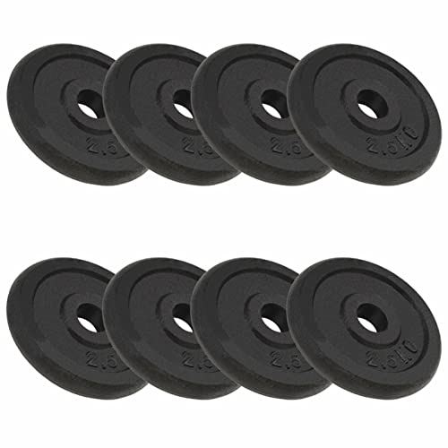 Tidyard Gewichtsschijven, gewichtsplaten, 8 x 2,5 kg, van gietijzer, halterschijven 20 kg, reservegewicht voor fitnessstudio, gewichtsschijven 20 kg, gewichtsschijven 20 kg