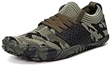 WHITIN Herren Barfussschuhe Barfußschuhe Traillaufschuhe Barfuß Barfuss Schuhe Minimalistische 5 Five Finger Fivefinger Zehenschuhe Joggingschuhe Barefoot Shoes Männer Hallenschuhe Camo Grün 40 EU