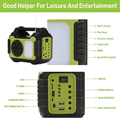 Solar Generator,Portable Power Station 12000Mah,Solar Powered Generator For Camping,Power Generator With Solar Panel,Flashlights, Camp Lamps, Usb Dc Outlets For Outdoor, Emergency Power Supply(Green) #TOP7
