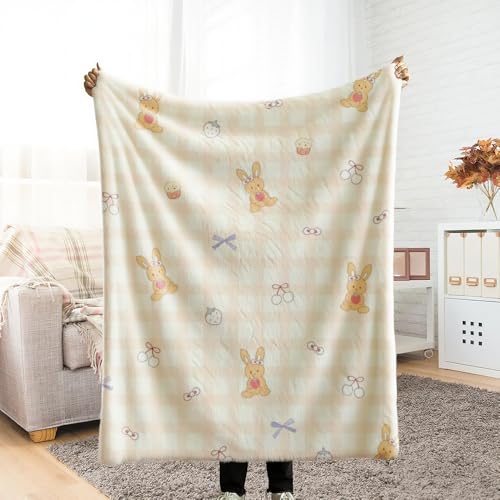 毛布 シングル ひざかけ ブランケット 掛け布団 シングル ひざ掛け チェックうさぎとおやつもふもふ 重い 敷き布団カバー ひざ掛け 冬用 ソファー 蓄熱保温 なめらか マイクロファイバー 柔らかく肌触り 軽量