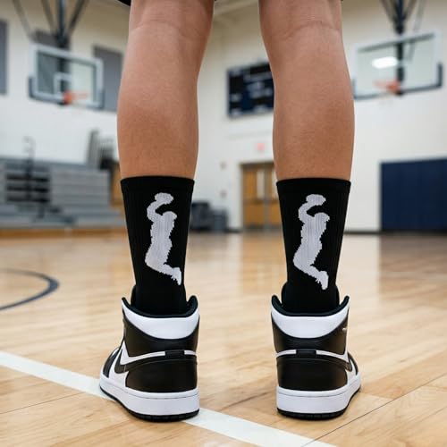 Image of ChalkTalkSPORTS Basketball Socks - Cushioned Mid-Calf Crew - Youth & Adult | Moisture-Wicking Performance Blend, Athletic Basketball Gear, Stay-Up Technology, Arch Support, Breathable, Boys and Men