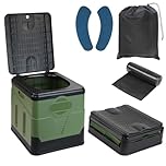 Montafox Toilette Portable Camping Max 150 kg Toilettes Mobiles WC Toilettes Pliables Sèches Séparées 12 Sachets Stables - Couleur:Vert/Noir