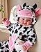 BABESIDE Baby Doll Girl - 17-Inch Soft Body Realistic Baby Doll with Blue Eyes and Cow Outfit Lightweight Real Life Baby Dolls for 3+ 4 5 6 7 8 9 Years Girl Birthday Gifts, Pretend Play and Christmas