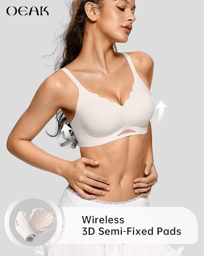 Image of OEAK Womens Wireless Jelly Bras Scalloped Push Up No Underwire Bralette Supportive Tshirt Bra Seamless Comfortable Bras