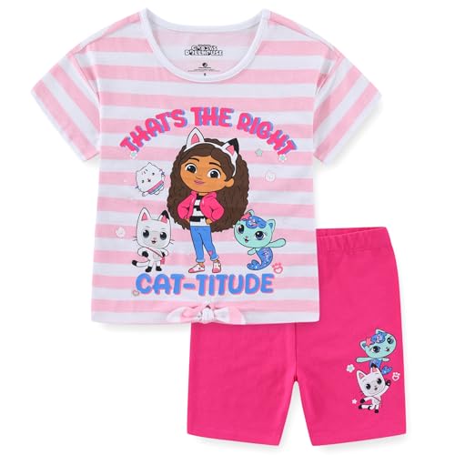 DREAMWORKS GABBYS DOLLHOUSE Girls Short Sleeve T-Shirt and Bike Shorts Set for Toddler to Big Kids