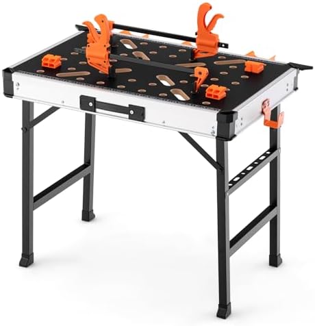 GOPLUS Folding Workbench, Height Adjustable Table with 454 kg Cap...