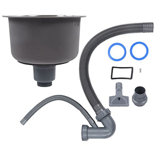 YDuupxe Mini Fregadero de Cocina Redondo, Material de Acero Inoxidable, Lavabo Profundo con Diseño de Montaje Doble, 30 Cm de Diámetro para Uso en Cocina y Bar