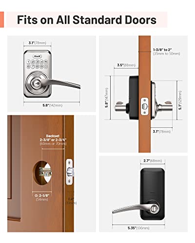 Keyless Entry Door Lock With Handle, Zowill Electronic Keypad Deadbolt Door Locks Handle Lever, Front Door Lock Set, Digital Door Lock, Auto-Locking, Anti-Peep Code Door Handle Lock, Satin Nickel #TOP6