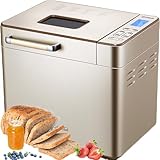 650W Bread Maker, 2LB 25-in-1 Automatic Bread Maker Machine w/Nut Dispenser, Nonstick Nano Bread Bucket, 3 Loaf Sizes 3 Crust Colors, 13H Timer&60Min Keep Warm(Chinese Panel w/English Manual)