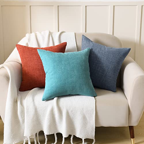 Yastouay 2 Pack Throw Pillow Covers 18 X 18, Farmhouse Decorative Throw Pillow Covers, Square Chenille Pillowcase Rust Cushion Covers For Sofa Couch Bed Chair #TOP6