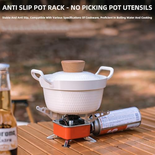 Image of Portable Camping Stove Burner, Outdoor Strong Firepower Camping Gas Stove Folding Lightweight Stove for Outdoor Hiking Cooking