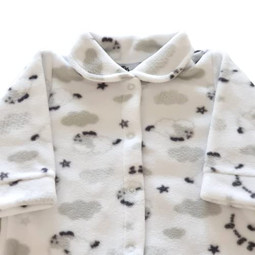 Macacão de Inverno Bebê - Pijama de Soft Quentinho (Branco Ovelhinha, G)