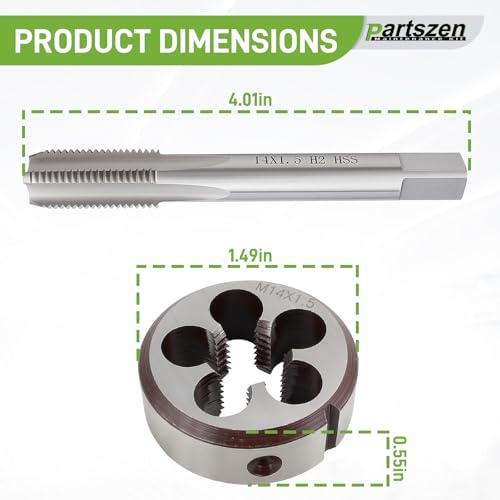 partszen Metric Thread Tap HSS Right Hand Thread Tap Plug Die M14 x 1.5mm Pitch by partszen - Image 2