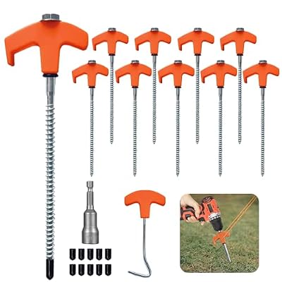 piquetas para Tienda de campaña,piquetas Camping atornillable,piquetas Camping Suelo Duro con Taladro,estacas para Tienda de campaña,piquetas estables para Camping para Suelos Duros (Naranja)