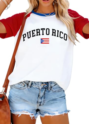 CQF Puerto Rico Shirts Women Puerto Rico Flag Boricua Rican Pride T-Shirts