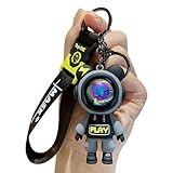 YOU WIZV Keychain for Men Boys - Cool Astronaut Car Anime Bear Key Ring Accessories | Backpack Bag Wristlet Charm for Men, Boys, Women, Girls, Kids(Black)