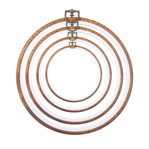 4Pcs Embroidery Frame for Dispaly 5inch to 10inch Cross Stitch Frame Set, Circle Embroidery Hoops Display Frame for Sewing and Wall Hang, Needlework, Embroidery Projects
