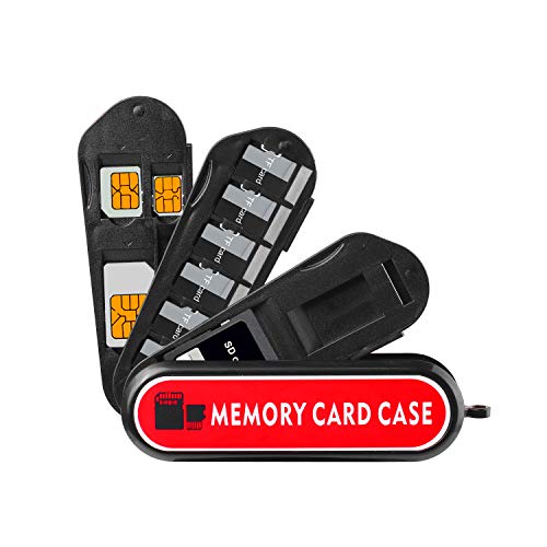 LYNCA Memory Card Case Holder, Memory Card Hard Protector Case-Swiss Army Knife Type Professional Camera Card Storage Organizer Box for 1 SD Card 6 TF Cards 1 SIM Card 1 Micro Sim Card 1 Nano Sim Card