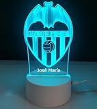 famvacor Lámpara Personalizada Futbol Valencia Regalo Personalizado para el Padre Niños Comuniones Cumpleaños. Escudo Barcelona Cosas de Futbol Mando a distancia 16 colores (Valencia personalizada)