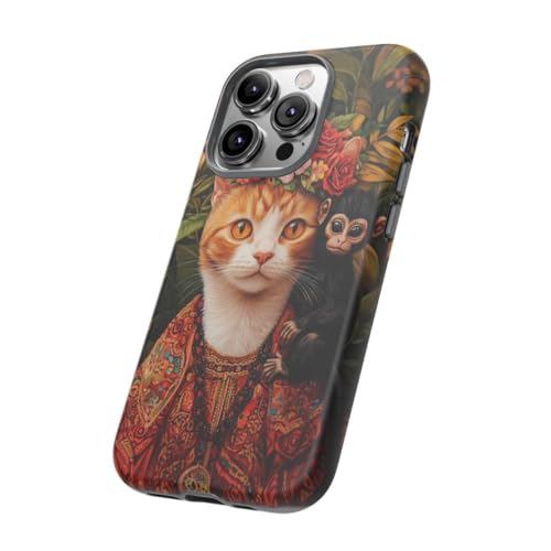 Coque chat roux couronne florale singe iPhone 14 Pro coque rigide mate anti-rayures - 2