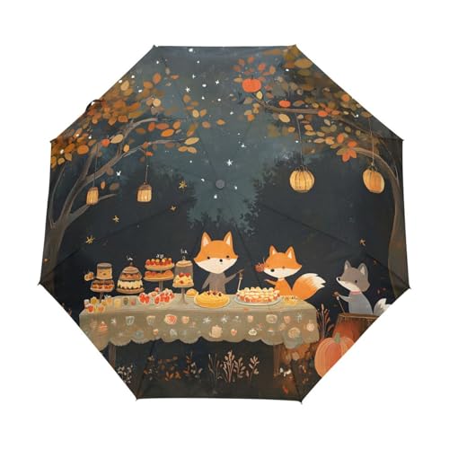 Parapluie pliable renard d'automne une touche de poésie colorée sous la pluie pour homme et femme