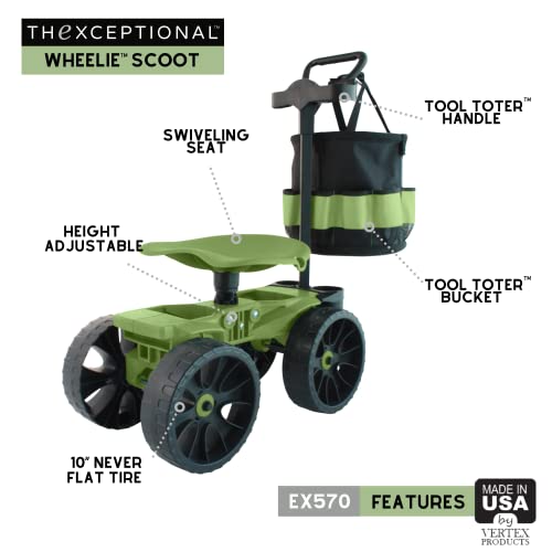TheXceptional Wheelie with Tool Toter Handle and Bucket | Premium Scoot and Tool Storage Rack with Tote Bucket | Made in USA by Vertex | Model EX570 - Thumbnail 3