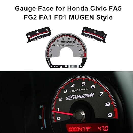 Gauge Face Compatible with Honda Civic FA5 FG2 FA1 FD1 Mugen Style