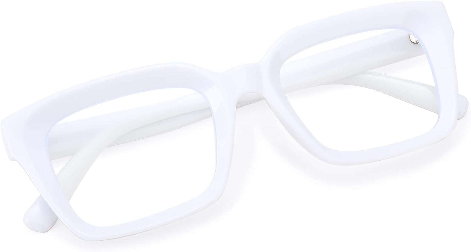 COASION Blue Light Blocking Eyeglasses Classic Thick Square Rim Frame Eyewear for Women Men B8 White / Clear 50 Millimeters image 3 of 6 B0BCYY5H3J
