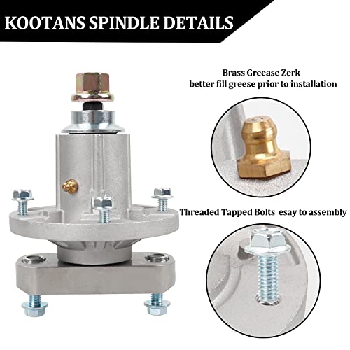 Kootans Lawn Mower Spindle Assembly Fit For John Deer Gy20050 Gy20785 Gx20250 L100 L107 L108 L110 L120 L130 Series, 42" 48" Deck Spindle With Blade Bolts For Oregon 82-356 Stens 285-093 Rotary 11206 #TOP3