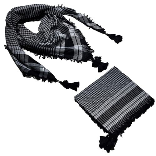 Classic Desert Scarf for Men–Shemagh Arabian Palestine Arafat Keffiyeh Neckerchief Face Scarf, Ghaza Rafah All-Season Multi-Purpose Rumal (46 x 46 Inch) Enterprises