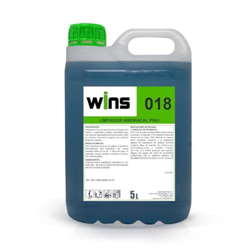 WINS – Fregasuelos Limpiador Amoniacal Pino 018 | Garrafa 5 L | Friegasuelos Perfumado para Suelos y Superficies Lavables | Uso General | 100% Made in Spain