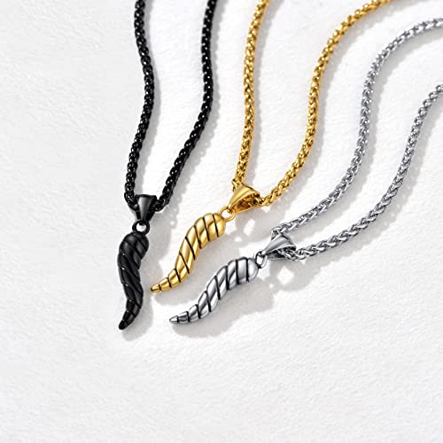U7 Black Chain With Italian Horn Necklace Stainless Steel Pepper Pendant Punk Cornicello Necklace For Men Women #TOP2