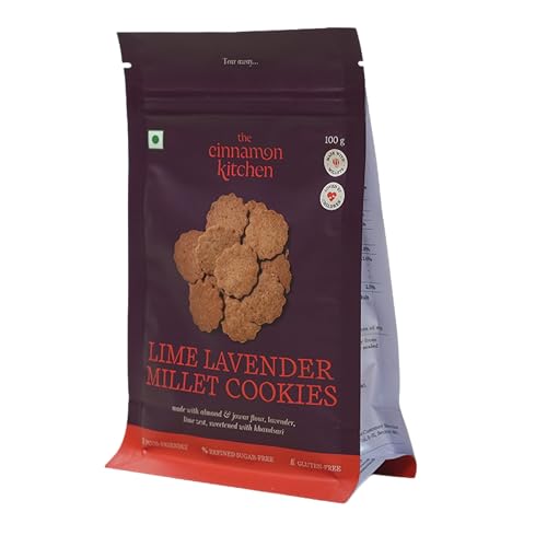 Image of The Cinnamon Kitchen Lime Lavender Millet Cookies (100 g) | Gluten-Free | Refined Sugar Free | Made With Millets| Organic Savory Snacks | 100% Natural Ingredients | As Seen On Shark Tank