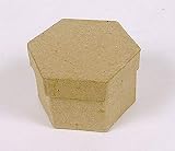 Décopatch BT503O - Un support en papier brun mâché 5x5x3 cm, Mini boite Héxagonale