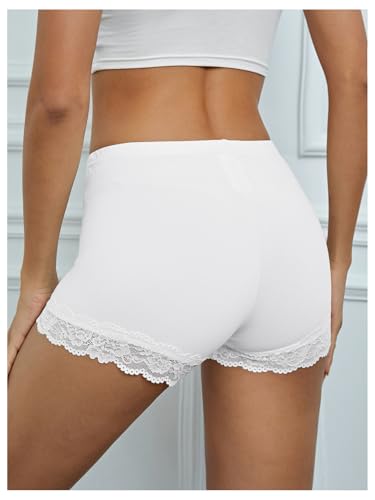 Image of MakeMeChic Women's Underwear Lace Trim Biker Shorts Under Dresses