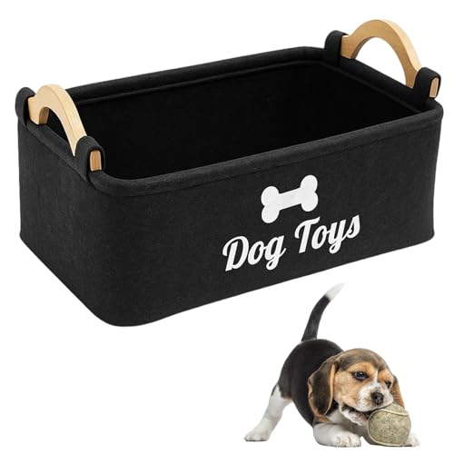 SongBuydn Hundespielzeug Aufbewahrung, Spielzeugkiste Für Hund, Aufbewahrungsbox Schwarz 38x25x18cm, Praktischer Spielzeug Korb Für Haustierbedarf, Ordnung Und Sauberkeit Im Wohnbereich