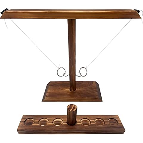 DIIQII Ring Toss Game, Wooden Table Top Hook Ring Toss Game Children, Premium Party Throwing Games Game for Family Bar Fun Indoor/Outdoor Game (40cm Large) Cover