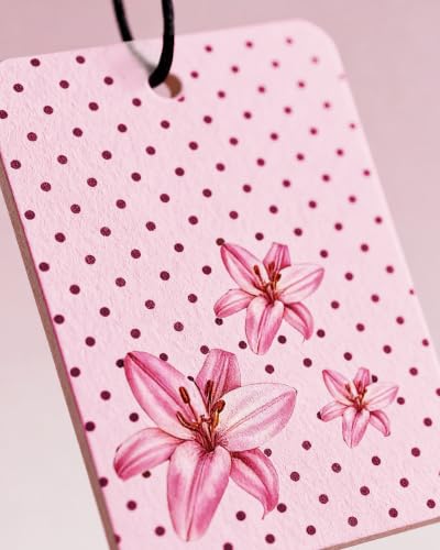 Image of Car Fresheners for Women, 5 Pack Cute Pink Polka Dot Hanging Car Air Freshener with Floral Scents, Girly Pink Car Accessories, Bow Heart Flower Air Fresheners for Car