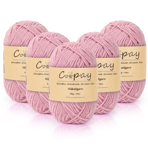 Coopay Lana per uncinetto, 5 x 45 g, morbido...