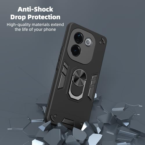 Image of NDCOM for Vivo T3 Pro 5G Back Cover and Iqoo Z9s Pro Back Cover | Stylish and Protective Shockproof Ring Holder Case